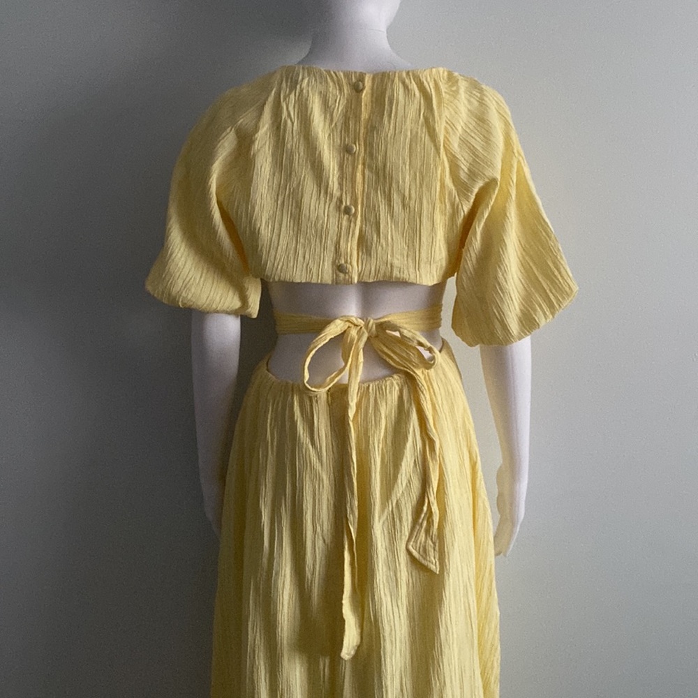 SOLD!!! Yellow Open Back Midi Dress - Picture 4 of 6